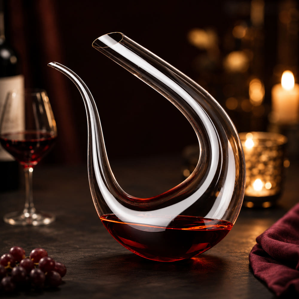 Geschwungener Wein-Dekanter als eleganter Blickfang