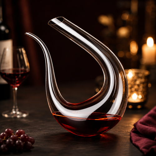 Geschwungener Wein-Dekanter als eleganter Blickfang