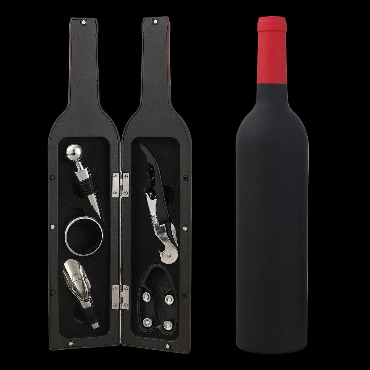 Wein-Geschenkset im Flaschendesign als dekoratives Weinaccessoire